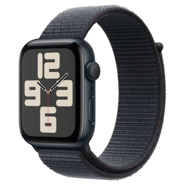Apple Watch SE 2024, 40 мм корпус из алюминия цвета Тёмная ночь, темно-синий текстильный ремешок