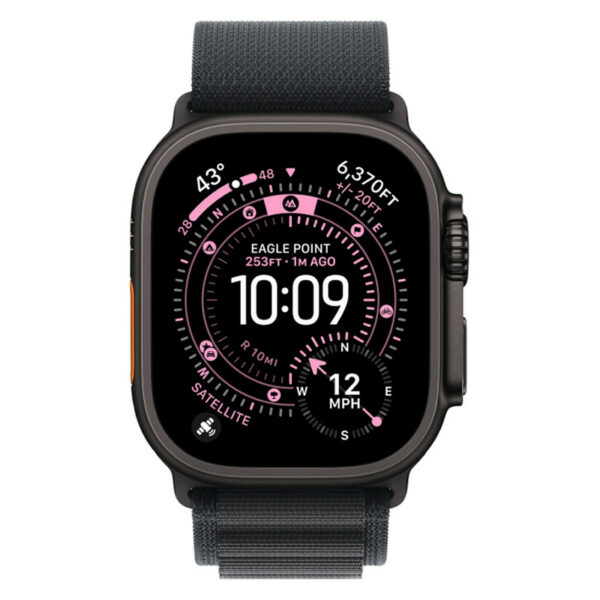 Apple Watch Ultra 3, 49 мм корпус из титана цвета Черный титан, ремешок Alpine черного цвета
