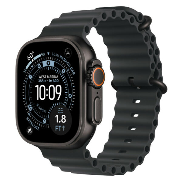 Apple Watch Ultra 3, 49 мм корпус из титана цвета Черный титан, ремешок Ocean черного цвета