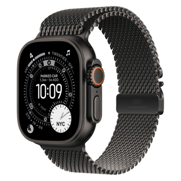 Apple Watch Ultra 3, 49 мм корпус из титана цвета Черный титан, браслет миланская петля