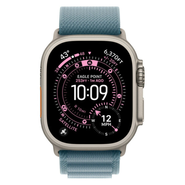 Apple Watch Ultra 3, 49 мм корпус из титана, ремешок Alpine голубого цвета