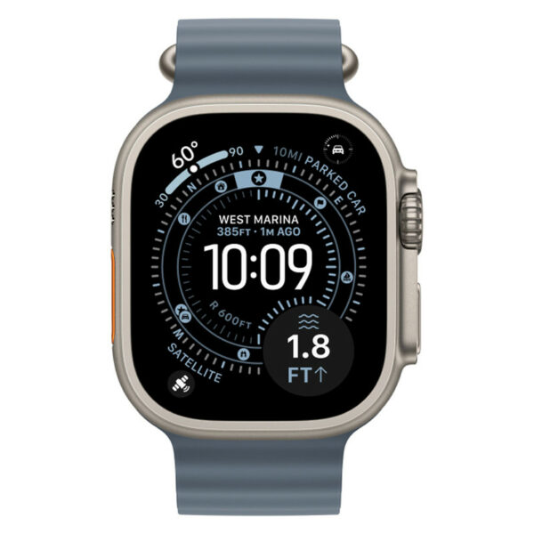 Apple Watch Ultra 3, 49 мм корпус из титана, ремешок Ocean синего цвета
