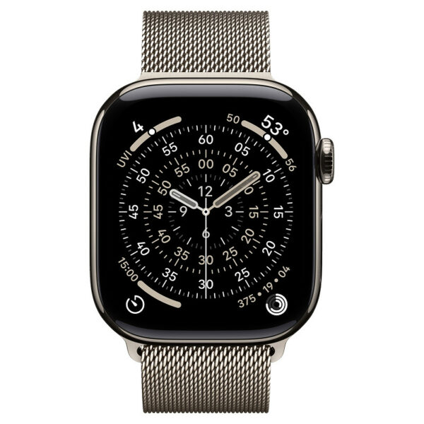 Apple Watch Series 11, 42 мм корпус из титана цвета Натуральный титан, браслет миланская петля