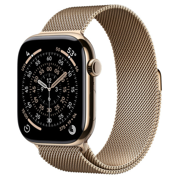 Apple Watch Series 11, 46 мм корпус из титана цвета Золотистый титан, браслет миланская петля