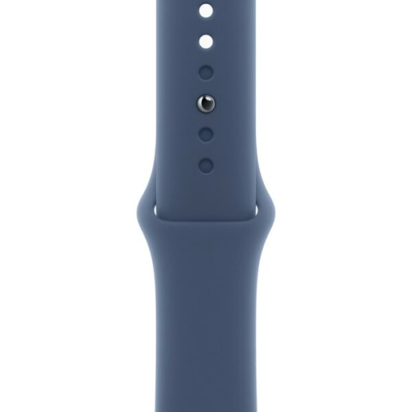 Apple Watch Series 10, 46 мм корпус из алюминия цвета Серебристый, синий спортивный ремешок