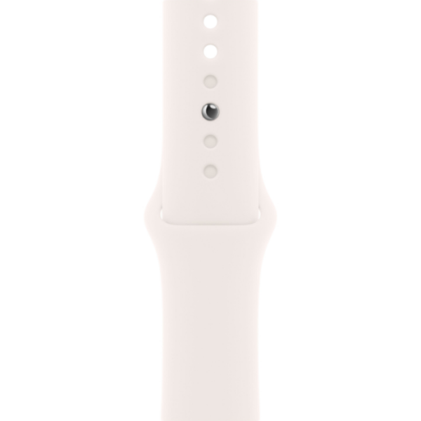 Apple Watch Series 10, 42 мм корпус из алюминия цвета Розовое золото, белый спортивный ремешок