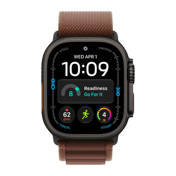 Apple Watch Ultra 4, 49 мм корпус из титана черного цвета, ремешок Alpine бордовый