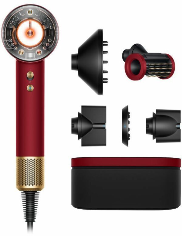 Фен Dyson Supersonic Nural HD16 для прямых волос Красный бархат/Золото с кейсом